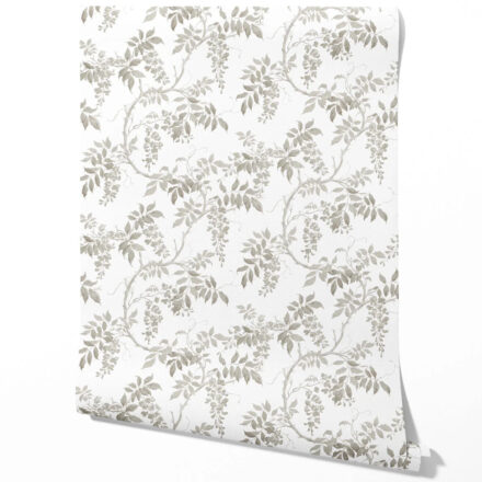 'Pebble Ash' Neutral Floral Vine/ Botanical Wallpaper (Grey/ Greige/ White)
