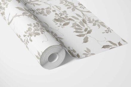 'Pebble Ash' Neutral Floral Vine/ Botanical Wallpaper (Grey/ Greige/ White) - Image 3