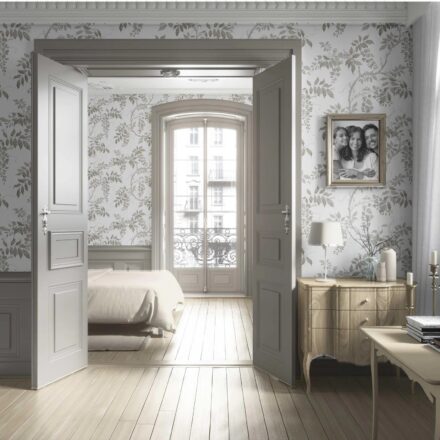 'Pebble Ash' Neutral Floral Vine/ Botanical Wallpaper (Grey/ Greige/ White) - Image 4