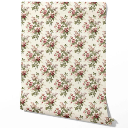 'Ori Hills' English Floral Print Wallpaper (Cream/ Pink/ Green/ Mauve)