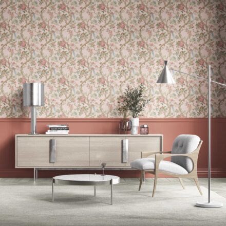 'Shahgul' Floral/ Bird Print Chinoiserie Wallpaper (Soft Pink/ Green/ Duck Egg Blue) - Image 2