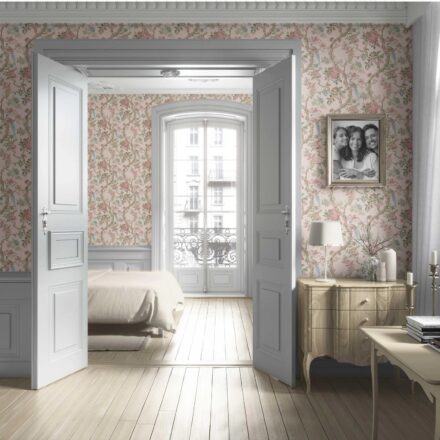 'Shahgul' Floral/ Bird Print Chinoiserie Wallpaper (Soft Pink/ Green/ Duck Egg Blue) - Image 4