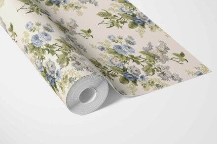 'Bolina' English Floral Print Wallpaper (Cream/ Blue/ Green) - Image 3