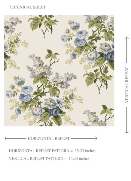 'Bolina' English Floral Print Wallpaper (Cream/ Blue/ Green) - Image 8