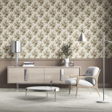 'Royal Pillar' English Floral Print Wallpaper (Cream/ Beige/ Brown/ Green/ Gray) - Image 2