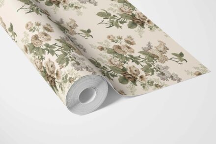 'Royal Pillar' English Floral Print Wallpaper (Cream/ Beige/ Brown/ Green/ Gray) - Image 3