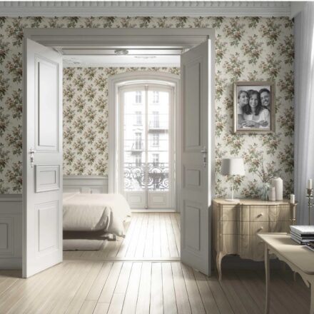 'Royal Pillar' English Floral Print Wallpaper (Cream/ Beige/ Brown/ Green/ Gray) - Image 4