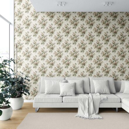'Royal Pillar' English Floral Print Wallpaper (Cream/ Beige/ Brown/ Green/ Gray) - Image 6