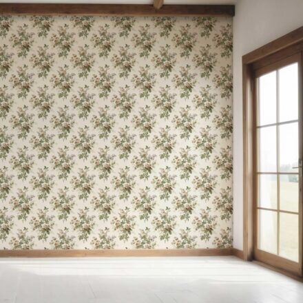 'Royal Pillar' English Floral Print Wallpaper (Cream/ Beige/ Brown/ Green/ Gray) - Image 7
