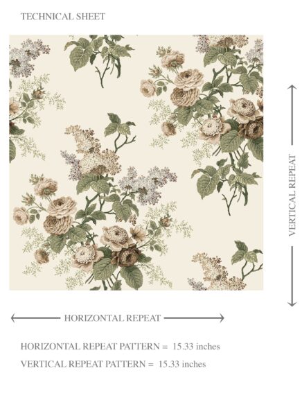 'Royal Pillar' English Floral Print Wallpaper (Cream/ Beige/ Brown/ Green/ Gray) - Image 8