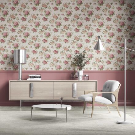 'Ortensia' Modern Floral Block Print Wallpaper (Blush Pink/ Green) - Image 2
