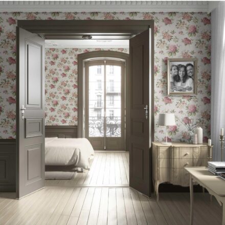 'Ortensia' Modern Floral Block Print Wallpaper (Blush Pink/ Green) - Image 4