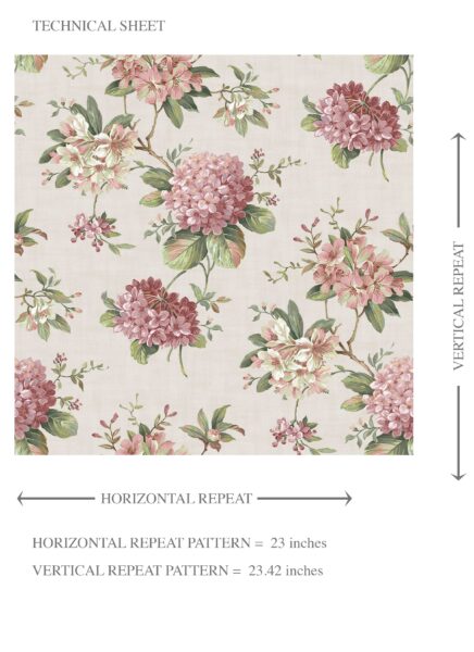 'Ortensia' Modern Floral Block Print Wallpaper (Blush Pink/ Green) - Image 8