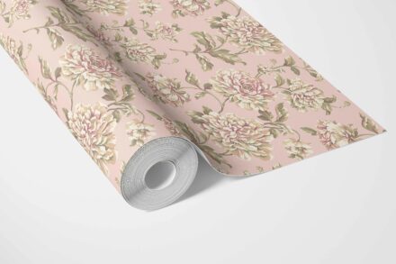 'Honshu' Chinoiserie/ English Floral Wallpaper (Soft Pink/ Peach/ Green/ Cream) - Image 3