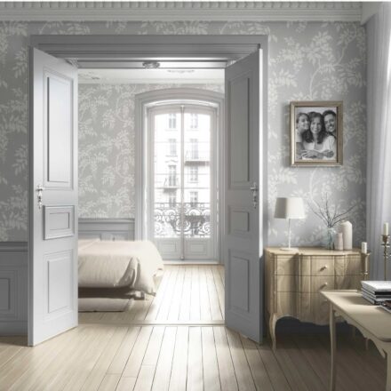 'Sassari' Neutral Floral Vine/ Botanical Wallpaper (Dove Grey/ Off-White) - Image 4