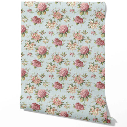 'Beetrice' Modern Floral Block Print Wallpaper (Blue/ Pink/ Green)