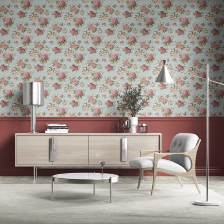 'Beetrice' Modern Floral Block Print Wallpaper (Blue/ Pink/ Green) - Image 2