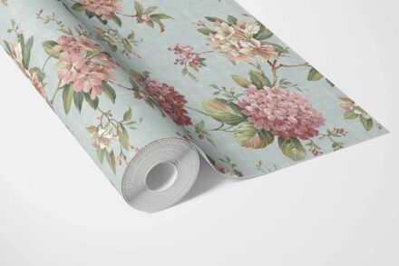 'Beetrice' Modern Floral Block Print Wallpaper (Blue/ Pink/ Green) - Image 3