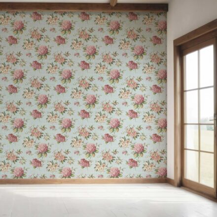 'Beetrice' Modern Floral Block Print Wallpaper (Blue/ Pink/ Green) - Image 7