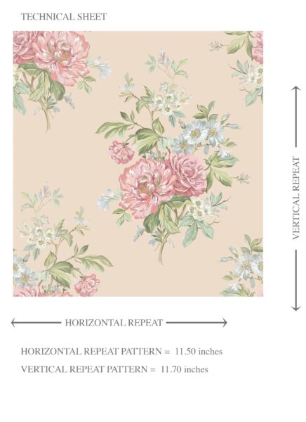 'Amerbagh' Floral Block Print Wallpaper (Blush Pink/ Blue/ Green) - Image 8