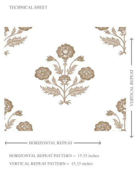 'Mehulika' Neutral Floral Block Print Wallpaper (Brown/ White) - Image 8
