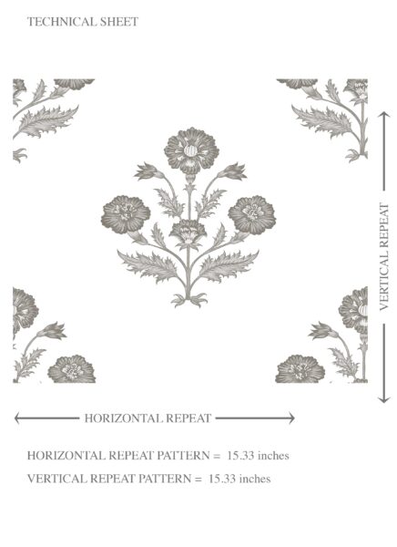 'Ratan Palm' Neutral Floral Block Print Wallpaper (Stormy Gray/ Taupe/ White) - Image 8
