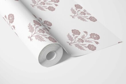 'Lantana' Floral Block Print Wallpaper (Light Rose Pink/ White) - Image 3