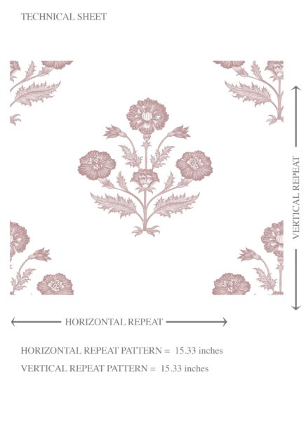'Lantana' Floral Block Print Wallpaper (Light Rose Pink/ White) - Image 8
