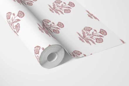 'Inaja' Floral Block Print Wallpaper (Pink/ White) - Image 3