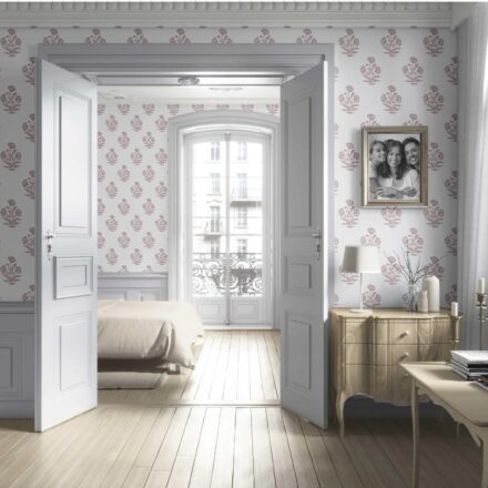 'Rincon' Floral Block Print Wallpaper (Light Pink/ White) - Image 4