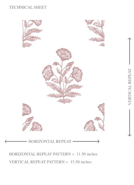 'Rincon' Floral Block Print Wallpaper (Light Pink/ White) - Image 8