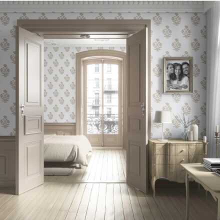 'Vale of Eden' Neutral Floral Block Print Wallpaper (Beige/ Taupe/ White) - Image 4