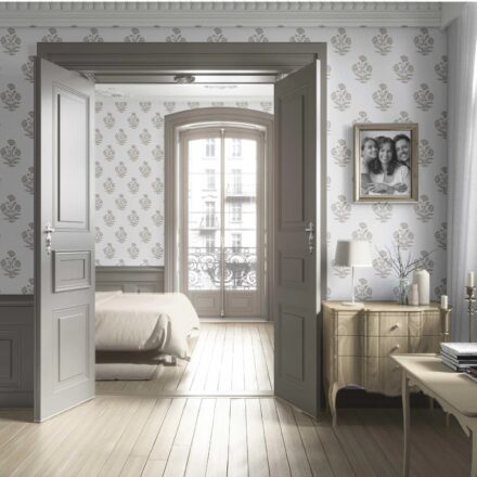 'Dry Azalea' Neutral Floral Block Print Wallpaper (Greige/ Warm Gray/ White) - Image 4