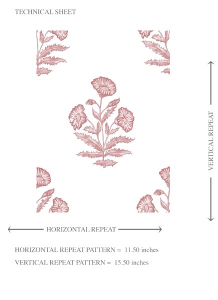 'Tuberose' Floral Block Print Wallpaper (Soft Pink/ White) - Image 8