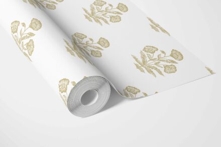 'Niblet' Floral Block Print Wallpaper (Yellow-Green/ White) - Image 3