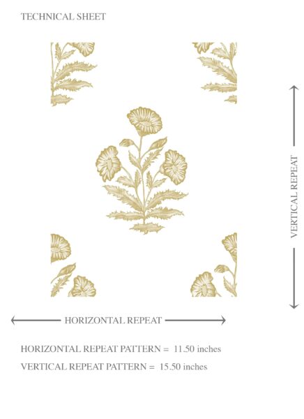 'Niblet' Floral Block Print Wallpaper (Yellow-Green/ White) - Image 8