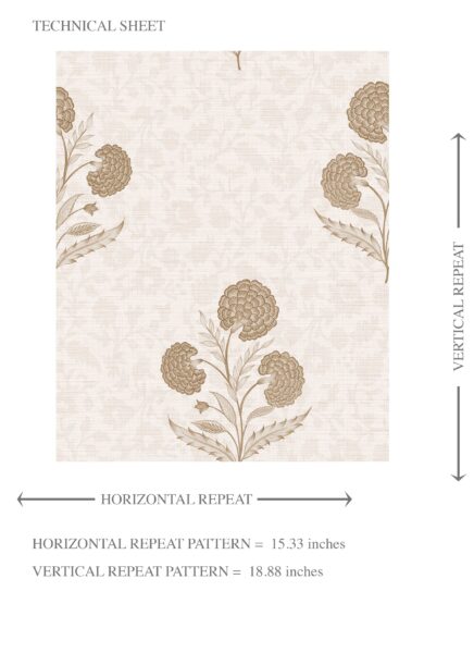 'Zahra' Neutral Floral Block Print Wallpaper (Beige/ Brown/ Soft Taupe) - Image 8
