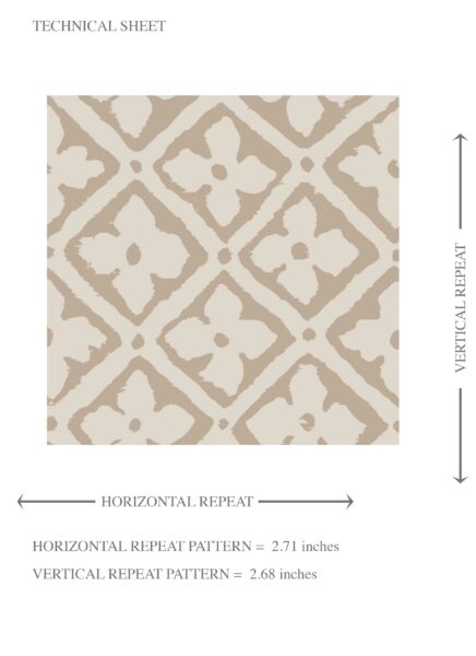 'Fergana' Neutral Small Floral Lattice/ Geometric Micro-Print Wallpaper (Beige/ Brown/ Warm Gray) - Image 8