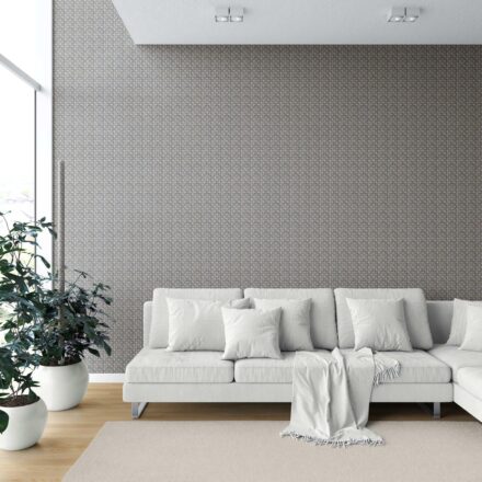 'Bencoolen' Small Floral Lattice/ Geometric Micro-Print Wallpaper (Navy Blue/ Beige) - Image 6
