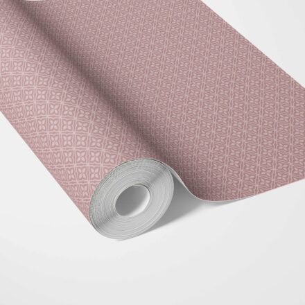 'Sofia' Small Floral Lattice/ Geometric Textured Wallpaper (Muted Pink)