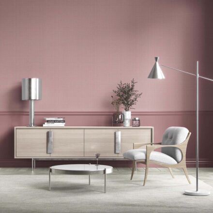 'Sofia' Small Floral Lattice/ Geometric Textured Wallpaper (Muted Pink) - Image 2