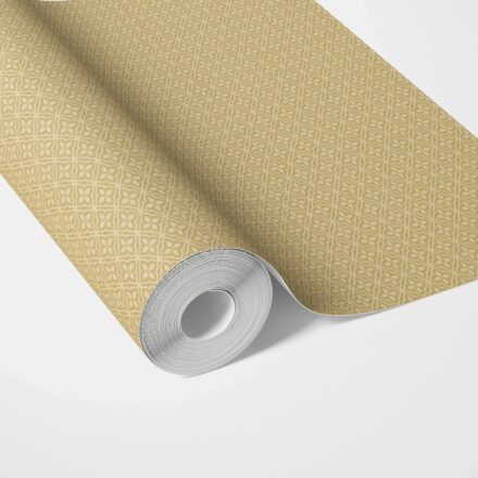 'Alessia' Small Floral Lattice/ Geometric Textured Wallpaper (Yellow)