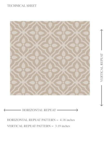 'Camilla' Neutral Small Floral Lattice/ Geometric Micro-Print Wallpaper (Oatmeal Beige/ Greige/ Taupe) - Image 8