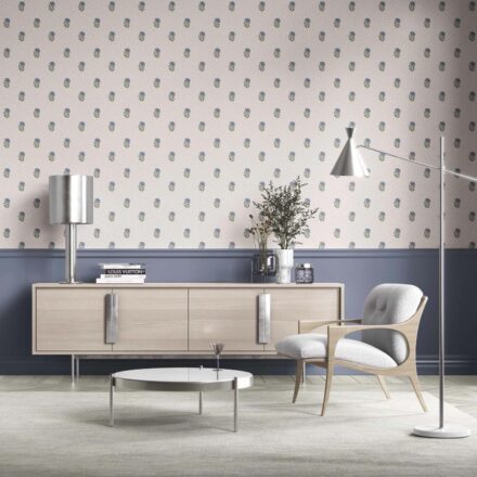 'Acanthus' Botanical/ Floral Block Print Wallpaper (Blue/ Green/ Taupe) - Image 3