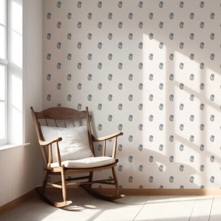 'Acanthus' Botanical/ Floral Block Print Wallpaper (Blue/ Green/ Taupe) - Image 5