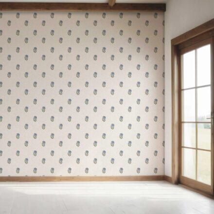 'Acanthus' Botanical/ Floral Block Print Wallpaper (Blue/ Green/ Taupe) - Image 7