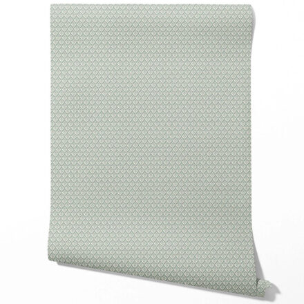 'Zeus' Small Floral Lattice/ Leaf Textured Wallpaper (Green-Gray) - Image 2