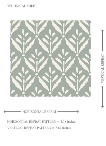 'Zeus' Small Floral Lattice/ Leaf Textured Wallpaper (Green-Gray) - Image 8