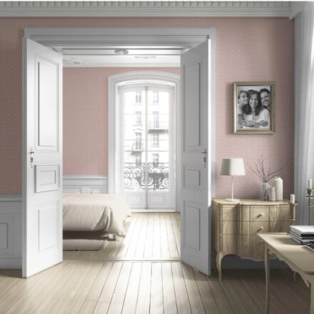 'Bawsir' Small Floral Lattice/ Leaf Textured Wallpaper (Dusty Pink/ Off-White) - Image 4