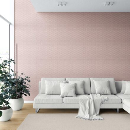 'Bawsir' Small Floral Lattice/ Leaf Textured Wallpaper (Dusty Pink/ Off-White) - Image 6